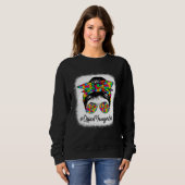 Office Manager Messy Bun Supporting Autism Awarene Sweatshirt (Vorne ganz)