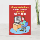 Office-Mitarbeiter am Computer. Neuer Job. Karte (Vorderseite)