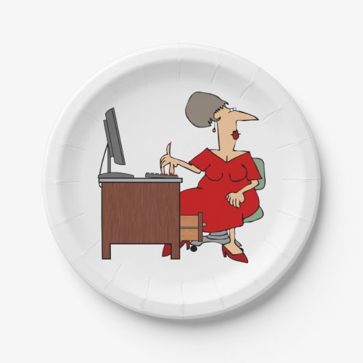 Office-Mitarbeiterin Pappteller (Vorderseite)