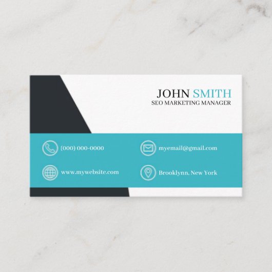 Office Modern Turquoise Four Choice Logo QR Code Visitenkarte (Vorderseite)