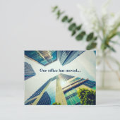 Office Moved Modern Gebäude Änderung der Adresse Ankündigungspostkarte (Stehend Vorderseite)