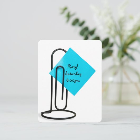 Office Party Erinnerung Post it note Einladung (Stehend Vorderseite)