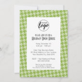 Office-Party mit Firmenlogos, hellgrün, Karo Einladung (Vorderseite)