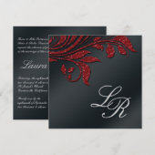 Office Party Sparkle Leaf Red Black Einladung (Vorne/Hinten)
