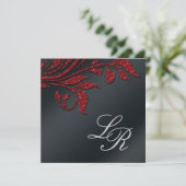 Office Party Sparkle Leaf Red Black Einladung (Stehend Vorderseite)
