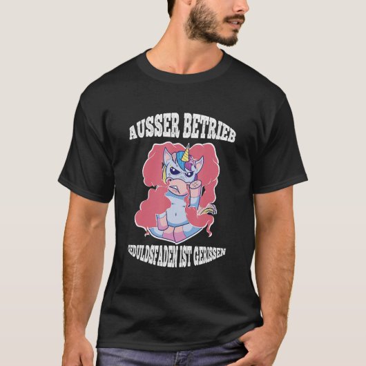 Office Patience Thread Cracked Office Work Unicorn T-Shirt (Vorderseite)