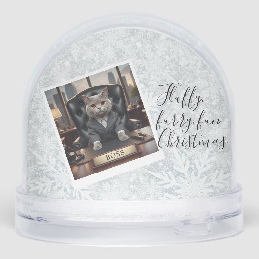 Office Reports Cat, Fun Cats meme Snow Globe Schneekugeln (Rückseite)