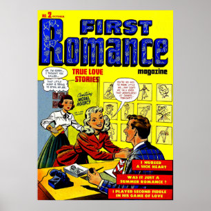 Office Romance Lady in Red Vintag Comic Poster