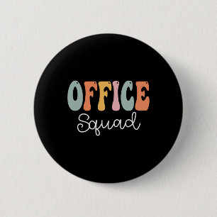 Office Squad Retro Groovy Vintag Happy First Day Button
