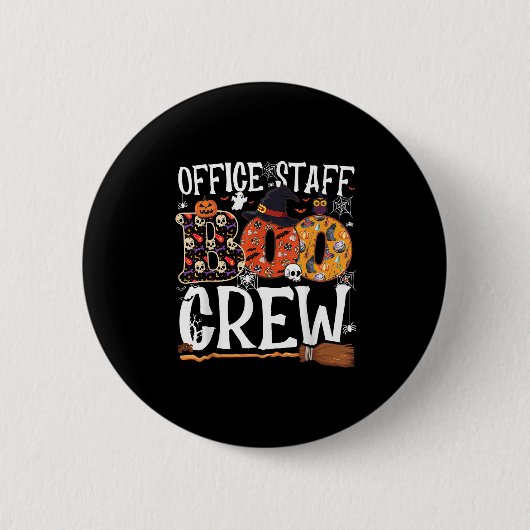 Office Staff Boo Crew Funny Halloween Matching Cos Button (Vorderseite)