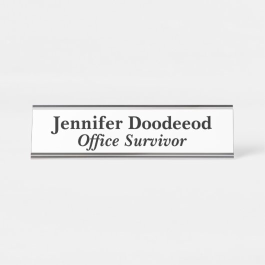 Office Survivor White Schreibtischnamensplakette (Vorderseite )