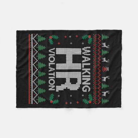 Office Ugly Christmas Funny Walking Hr Violation W Fleecedecke (Vorderseite (Horizontal))