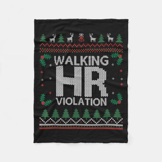 Office Ugly Christmas Funny Walking Hr Violation W Fleecedecke (Vorderseite)
