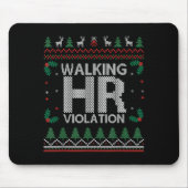 Office Ugly Christmas Funny Walking Hr Violation W Mousepad (Vorne)