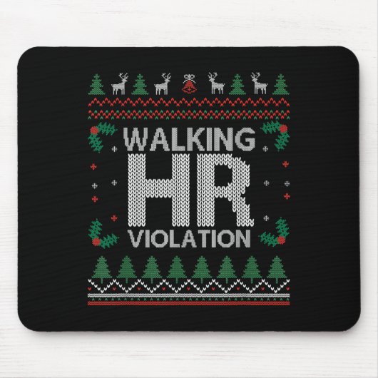 Office Ugly Christmas Funny Walking Hr Violation W Mousepad (Vorne)