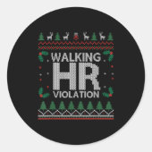 Office Ugly Christmas Funny Walking Hr Violation W Runder Aufkleber (Vorderseite)