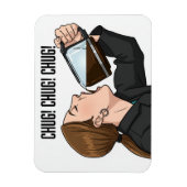 Office Woman Chugging Coffee From Pot Humor Magnet (Vertikal)