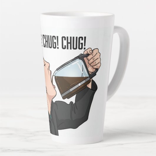 Office Woman Chugging Coffee From Pot Humor Milchtasse (Rechte Ecke)