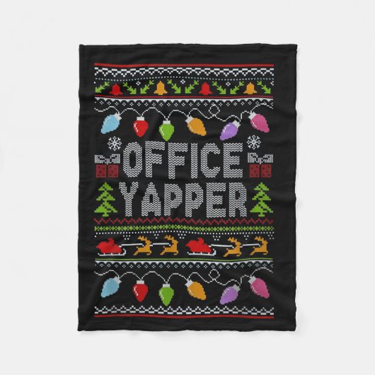 Office Yapper Ugly Sweater Christmas Fleecedecke (Vorderseite)