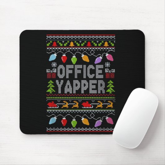 Office Yapper Ugly Sweater Christmas Mousepad (Mit Mouse)
