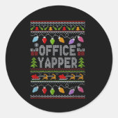 Office Yapper Ugly Sweater Christmas Runder Aufkleber (Vorderseite)
