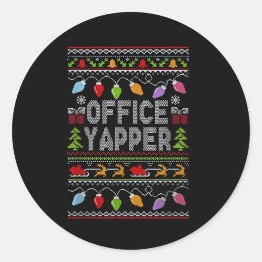 Office Yapper Ugly Sweater Christmas  Runder Aufkleber (Vorderseite)