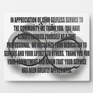 OFFICER RETIREMENT PLAQUE FOTOPLATTE
