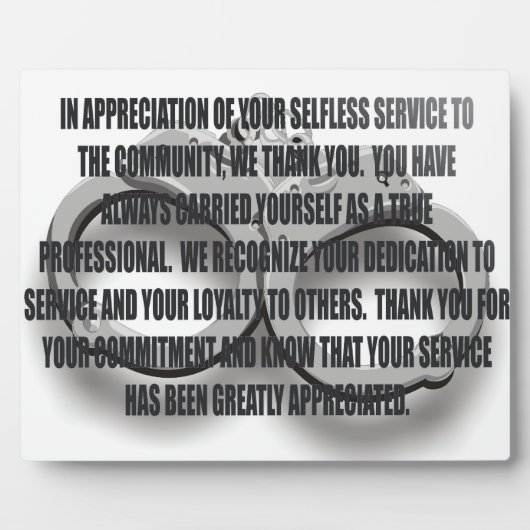 OFFICER RETIREMENT PLAQUE FOTOPLATTE (Vorderseite)