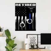 Officer Thin Blue Line Remüde Poster (Heimbüro)