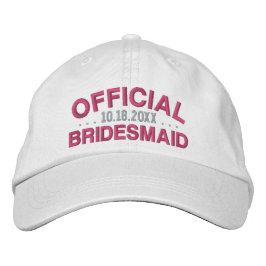 Official Bridesmaid Fun Saying Date Pink White Bestickte Baseballkappe