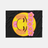 Official Emoji Flower Crown Tongue Yellow Smile Fa Fleecedecke (Vorderseite (Horizontal))