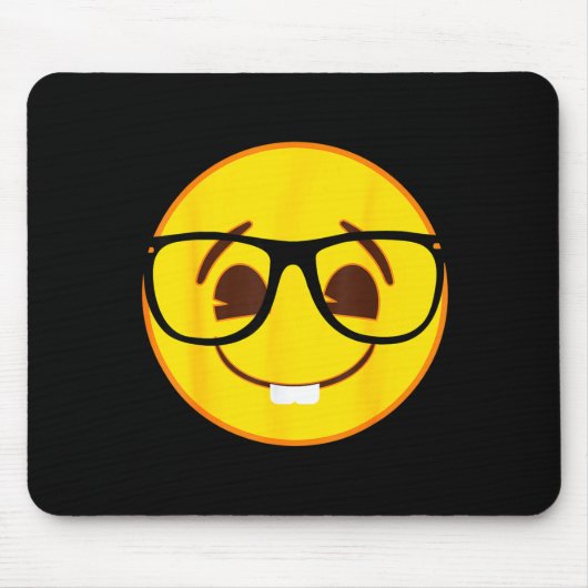 Official Emoji Nerd Gles Yellow Smile Face Mousepad (Vorne)
