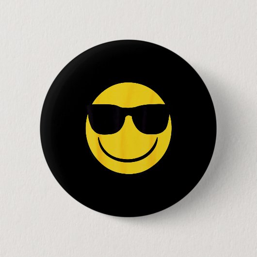 Official Emoji Retro Sungles Yellow Smile Face  Button (Vorderseite)