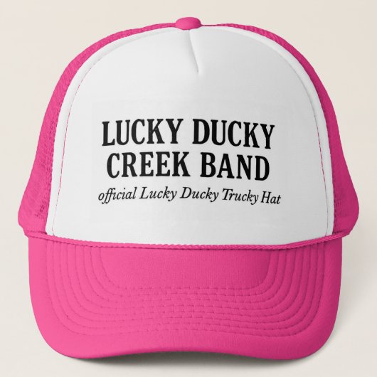 Official Lucky Ducky Trucky Hat: Pink-Words Truckerkappe (Vorderseite)