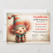 Official North Pole Elf Adoption Certificate  Einladung (Vorderseite)