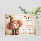 Official North Pole Elf Adoption Certificate  Einladung (Stehend Vorderseite)
