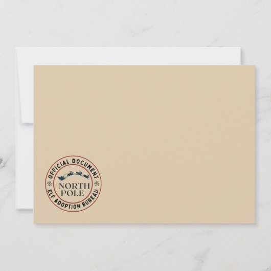 Official North Pole Elf Adoption Certificate Einladung (Rückseite)