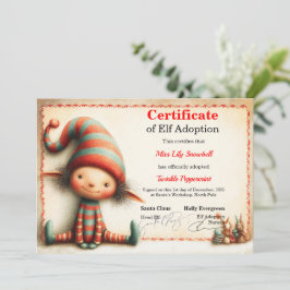 Official North Pole Elf Adoption Certificate  Einladung