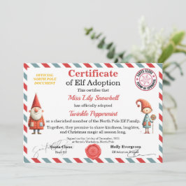 Official North Pole Elf Adoption Certificate  Einladung