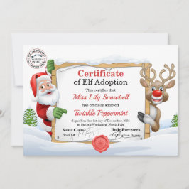 Official North Pole Elf Adoption Certificate  Einladung