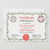 Official North Pole Elf Adoption Certificate  Einladung (Vorderseite)
