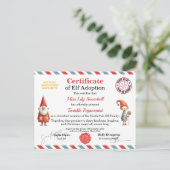 Official North Pole Elf Adoption Certificate Postkarte (Stehend Vorderseite)