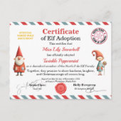 Official North Pole Elf Adoption Certificate Postkarte (Vorderseite)