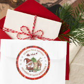 Official North Pole Express Santa Red Plaid Runder Aufkleber