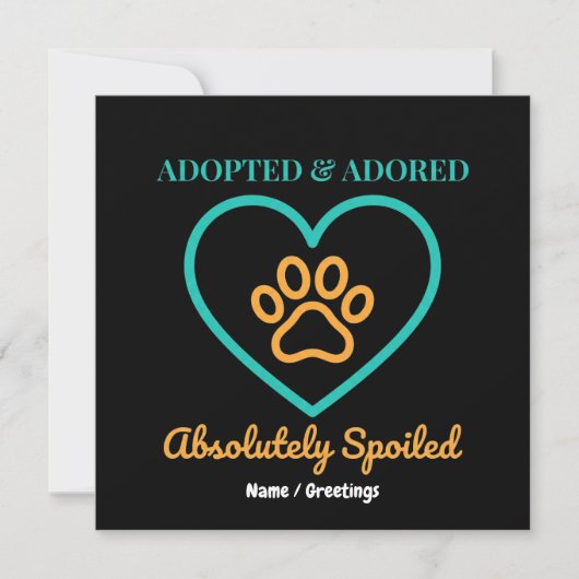 Official Rescue Pet Badge Adopted Adored & Spoiled Einladung (Vorderseite)