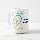 Official Rescue Pet Badge Adopted Adored & Spoiled Kaffeetasse (Vorderseite Links)