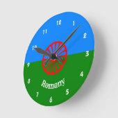 Official Romany flag Round Clock Runde Wanduhr (Winkel)