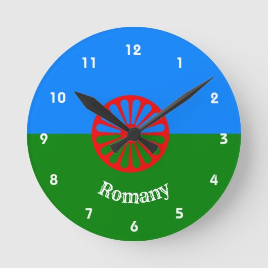 Official Romany flag Round Clock Runde Wanduhr (Vorderseite)