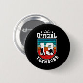 Official Teenager 13th Birthday 13 Year Boy Hockey Button (Vorne & Hinten)