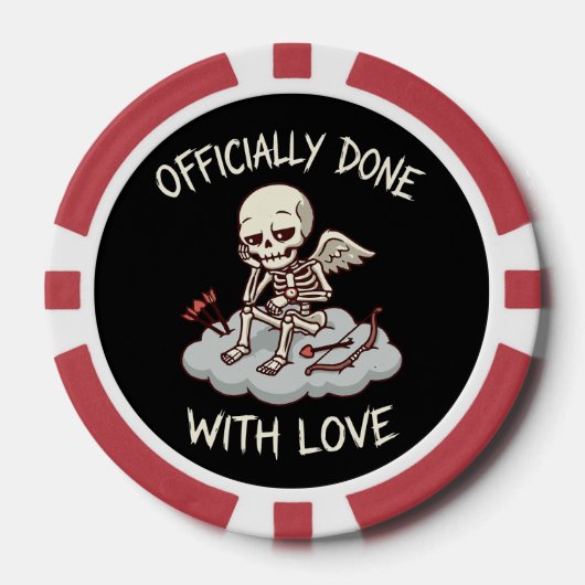 Officially Done With Love Skeleton Cupid Design Pokerchips (Vorderseite)